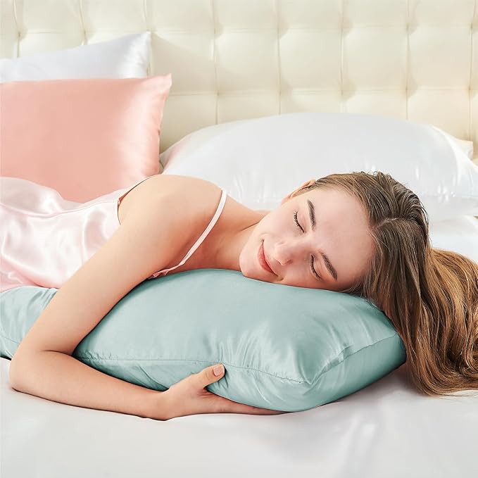 BEDELITE Satin Body Pillow Cover, Super Soft and Cooling Body Pillow Pillowcase for Hair and Skin, Breathable Silky Full Long Pillowcase Cover(20"x54", Haze Blue)