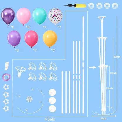 4 Sets Pink Purple Blue Teal Yellow Balloons Stand - Image 4
