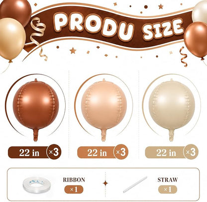 Brown Sand White Round Foil Balloons - Image 2