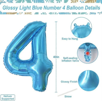 Light Blue Number 14 Balloon 40 Inch, Foil Numeral - Image 4