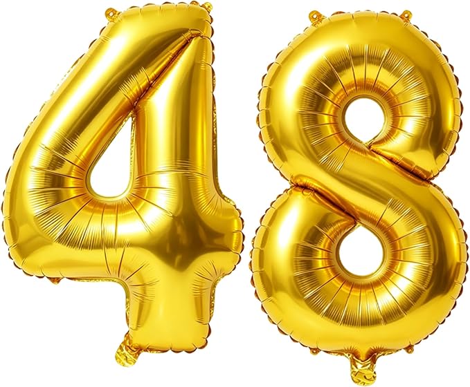 40 Inch Number 48 Balloons for 48th Birthday Party Decorations, 0-100 Gold by FOBELEC