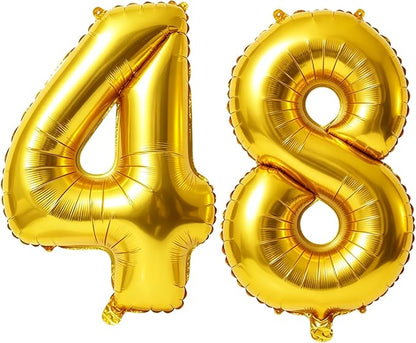 40 Inch Number 48 Balloons for 48th Birthday Party Decorations, 0-100 Gold by FOBELEC
