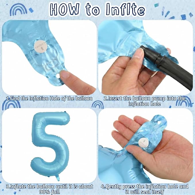 Pearlescent Blue Number 15 Balloon 40 Inch, Large Light Blue Foil 15th Birthday - Image 5