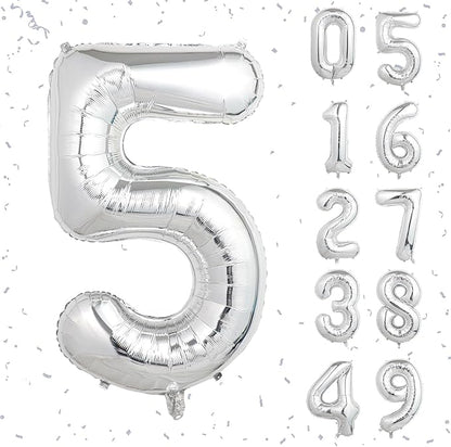 40 Inch Silver Number Balloons, Helium Mylar Foil Number Balloons by Unknown
