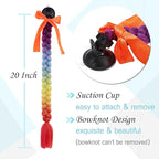 SEGO 1PCS/2PCS Helmet Pigtail Braids with Detachable Suction Cup Bowknot Ponytail Hair Many Colors (Helmet not Included)