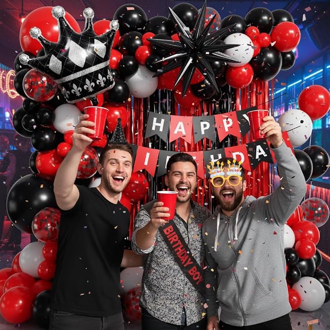 Red and Black Birthday Party Decorations 152Pcs - Image 5