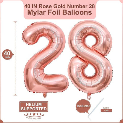 40 Inch Rose Gold 28 Balloons Giant Number 28 Balloons Rose Gold 28 Birthday - Image 2