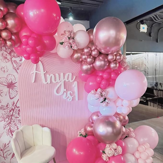 HILAVO Pink Mixed Balloons Set, 12 Inch Hot Pink Pastel Light Baby Pink - Image 3