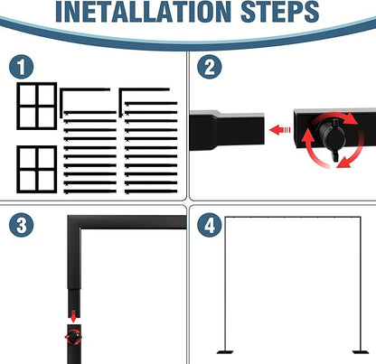 10x10FT Backdrop Stand Heavy Duty Pipe and Drape Kit Black | Adjustable Metal - Image 3