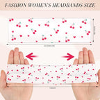 obeoby Floral Headbands for Women, Stripe Cherry Hairbands Non Slip Cotton Fashion Hair Bands for Teen Girls Valentines Gifts