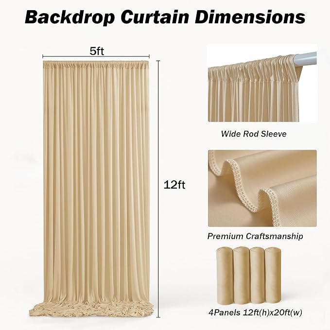 20ft×12ft Champagne Backdrop Curtain - Image 4