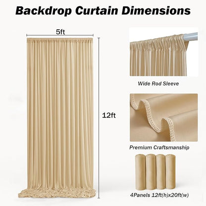 20ft×12ft Champagne Backdrop Curtain - Image 4