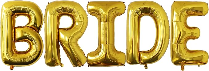 40 Inch Gold BRIDE Letter Foil Balloons, Giant Mylar Helium Balloons - Image 4