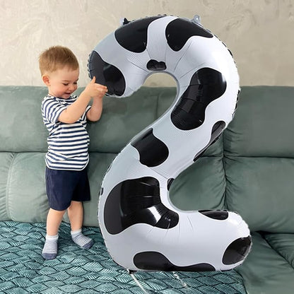 40 Inch Number 9 Balloons for Boys, Cow Print Giant 9th Birthday Party Number - Image 3