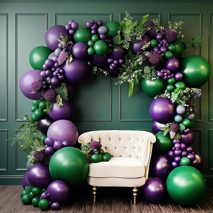 Dark Emerald Green Balloons Different Sizes Latex Double Stuffed Forest Hunter - Image 6