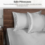Lirex Satin Pillowcase 2-Pack, Queen Size Satin Pillowcase Soft Solid Color Microfiber, Wrinkle Free Fade Resistant Breathable, Light Gray