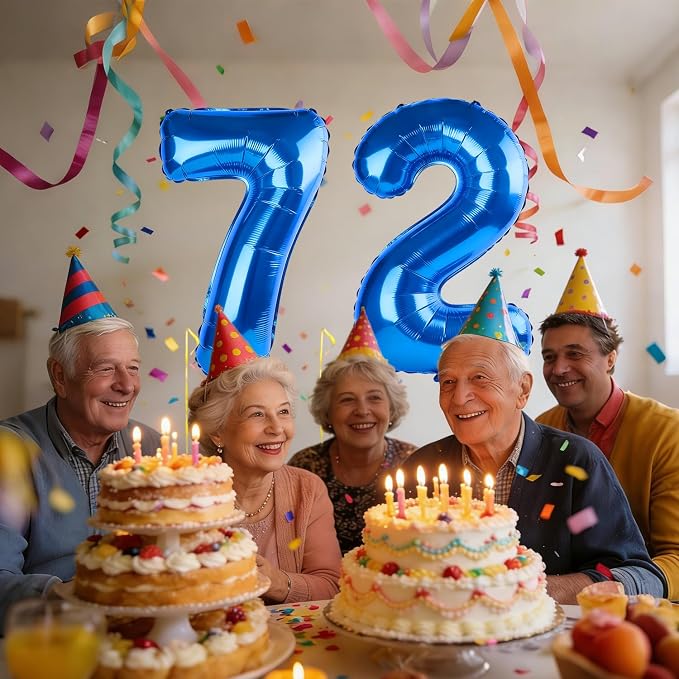 40 Inch Number 72 Balloons for 72nd Birthday Party Decorations, 0-100 Dark Blue - Image 2