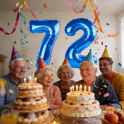 40 Inch Number 72 Balloons for 72nd Birthday Party Decorations, 0-100 Dark Blue - Image 2