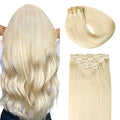 SURNEL Clip in Extensions Human Hair Platinum Blonde Hair Extensions Real Human Hair Clip ins 20 Inch 6pcs 120g (#60,20'')