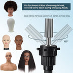 Klvied Wig Stand Tripod Upgraded, Mannequin Head Stand Double Locking, Reinforced Metal Wig Head Stand with Tool Tray, Rose Gold (53.5 Inches)