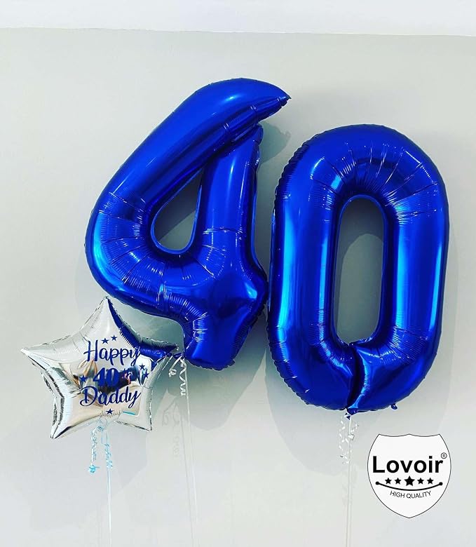 Navy Blue 45 Number Balloons, 40 Inch Giant Number 45 Balloons Foil Mylar - Image 3