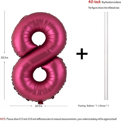 Number 8 Balloons 40 Inch Wine Red Burgundy Foil Number Balloon 8 | Wine Red - Image 2