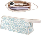 Large Quilted Hair Tools Travel Bag,Aesthetic Hair Styling Accessories Storage Case for Flat Irons,Straightener,Curling Iron,Hair Dryer,Dyson Airwrap Travle Bag（04Blue Flower）