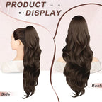 Brown Ponytail Extension, Drawstring Ponytail Extension for Women Long Brown Wavy Layered Pony Tails Hair Extensions 26 Inch Synthetic Clip in Ponytail Hairpiece for Women(Medium Brown)
