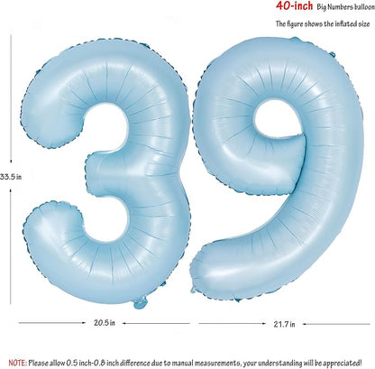 40 In Matte Blue Number Balloons Helium Foil Mylar Balloon Party Digital 39 | - Image 2