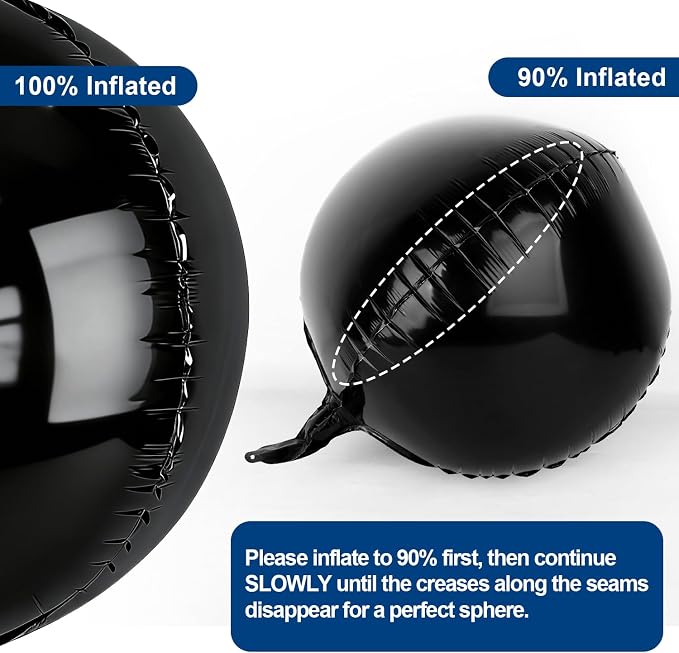 6pcs Black Foil Balloons 22inch Round Balloons - Image 3