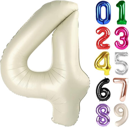 4 Balloon - Cream Birthday Number Balloons, 40 Inch Decorations Men Women | by ALPHADELTAPI