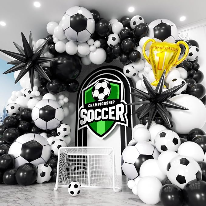 Soccer Party Decorations 153Pcs, World Soccer Balloon Garland Arch Kit by PTGOLUO