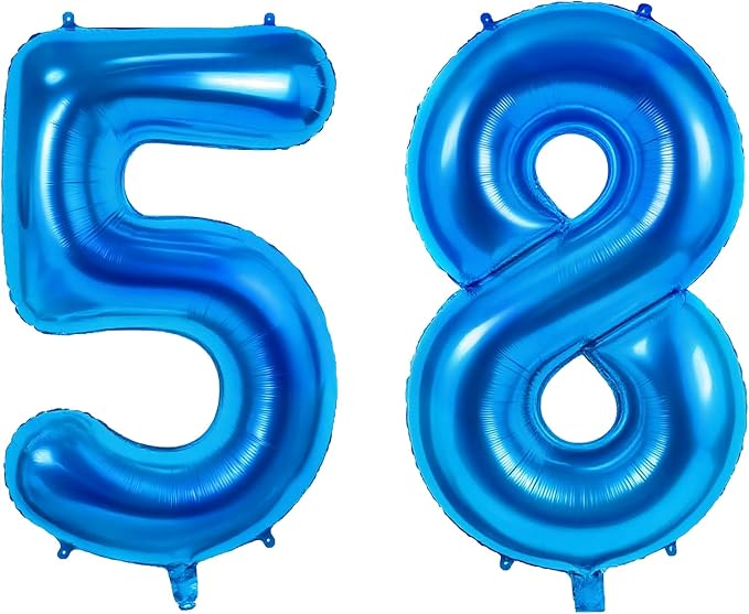 Number 58 Balloons for 58th Birthday Party Decorations, 0-100 Large No.58 by Joycard
