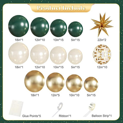 Emerald Green Gold Balloons Arch Kit - Image 5