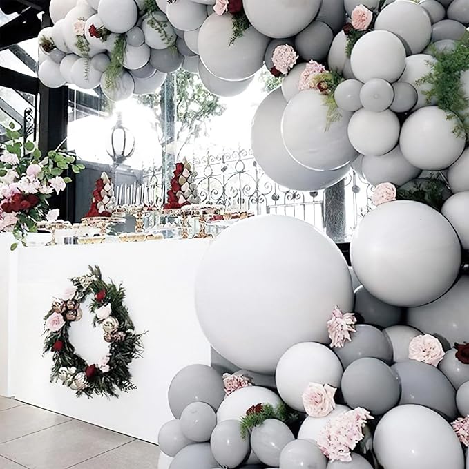 PartyWoo Grey Balloons 140pcs Light Pastel Pale Gray Color 5 Inch | 18 12 10 5 - Image 5