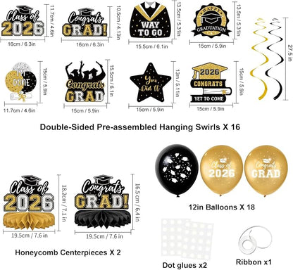 59Pcs Graduation Decorations 2026 Backdrop Balloons Banner Centerpiece Hanging - Image 3