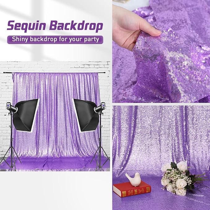 Eternal Beauty Lavender 3mm Sequin Backdrop 10x10 Ft - Image 8