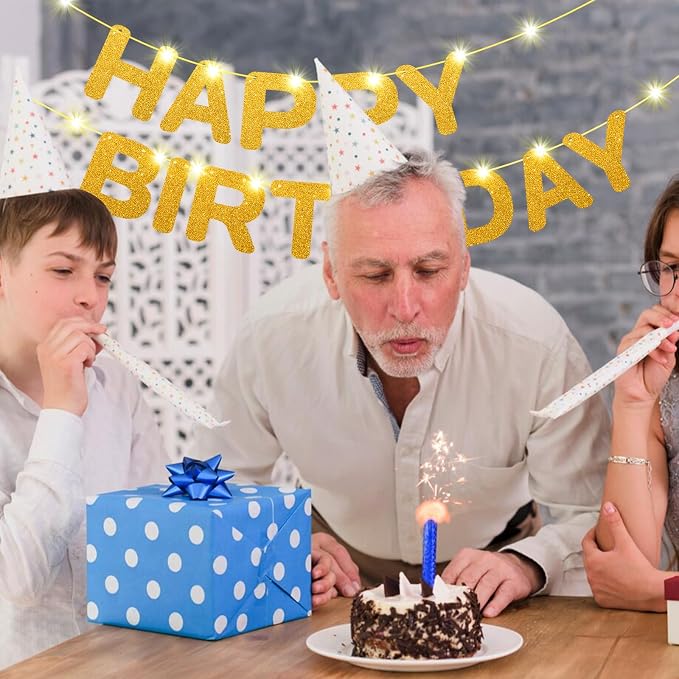 Glitter Gold Happy Birthday Banner - Image 7