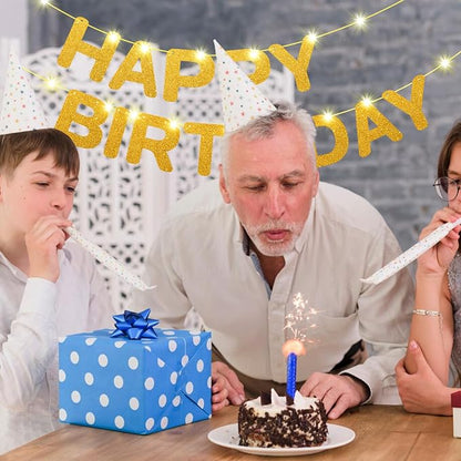 Glitter Gold Happy Birthday Banner - Image 7