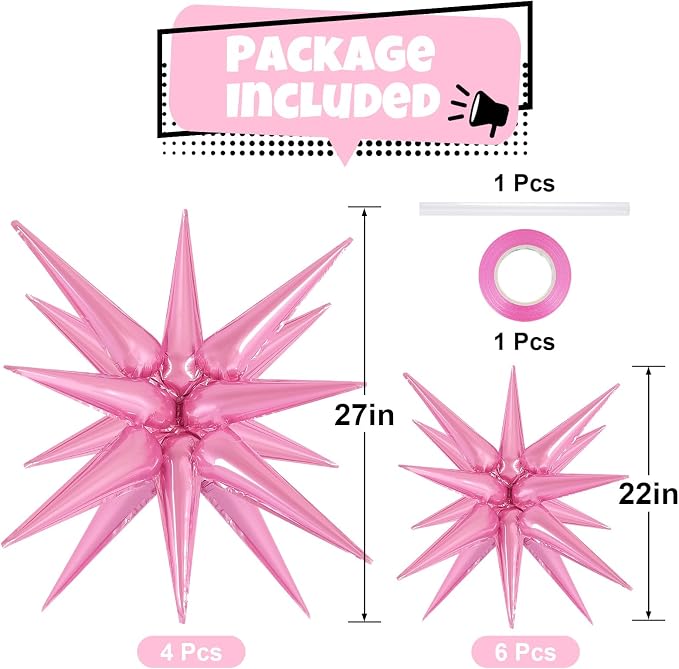 10 Pcs Star Balloons Explosion Balloons Foil Cone Balloon Magic - Image 2