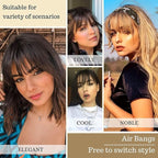 NAYOO Wispy Bangs Hair Clip - Ash Blonde 100% Real Human Hair Clip in Bangs for Women Fringe with Temples Hairpieces for Daily Wear (Ash Blonde, Wispy Bangs)