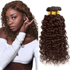 Dark Brown Human Hair Bundles Color 4 Water Wave Bundle 18 18 18 Inch Niegmeag Virgin Remy Hair Extensions Brown Wet and Wavy Human Hair Bundles