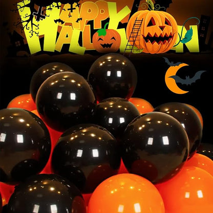 100 Pcs Black and Orange Balloons 12 Inch Halloween Latex Balloons Thicken - Image 9