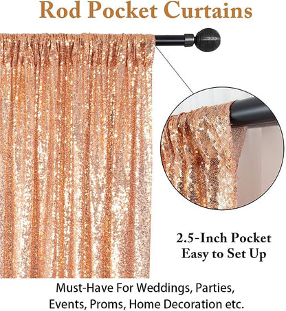 ShinyBeauty 4FT x 7FT Rose Gold Sequin Backdrop | Photo Booth Background | - Image 4