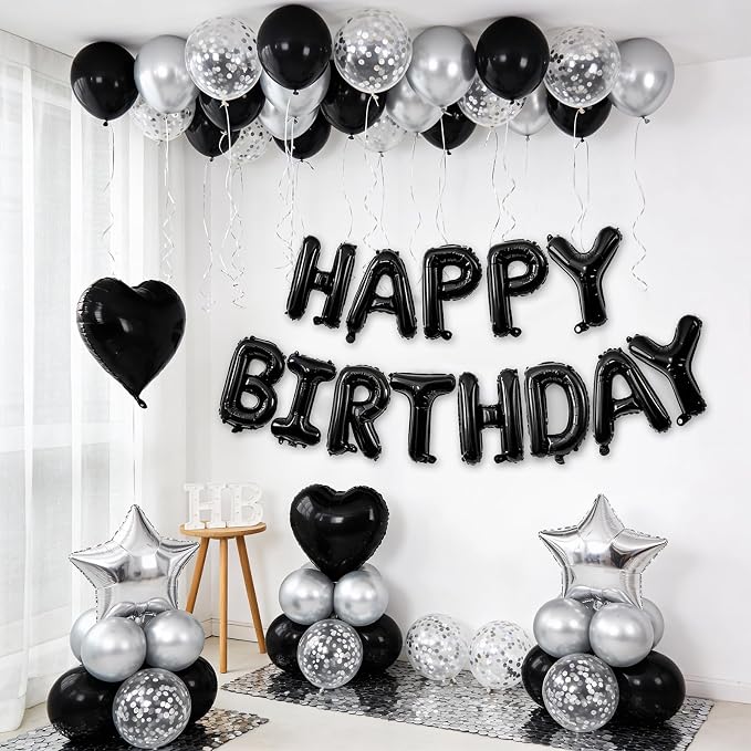Black and Silver Birthday Decorations - Image 3