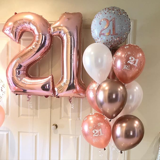 40 Inch Rose Gold 21 Number Balloons Giant Jumbo Huge 12 or 21 Foil Mylar - Image 6