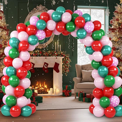 Red Pink Green Balloons with Pink Polka Dots Print Balloon, Pearl Turquoise - Image 7