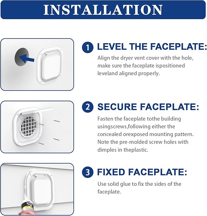 Dryer Vent Cover Outside 4 inch, Magnetic Door Design, Durable Airflow Vent with Lint Trap Screen, Thickened Material, 7 inch x 7 inch Size, White