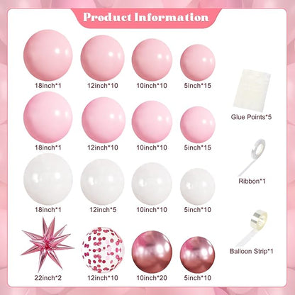 Pink Balloons Arch Kit for Birthday Party Decorations | 140Pcs Metallic Light - Image 5