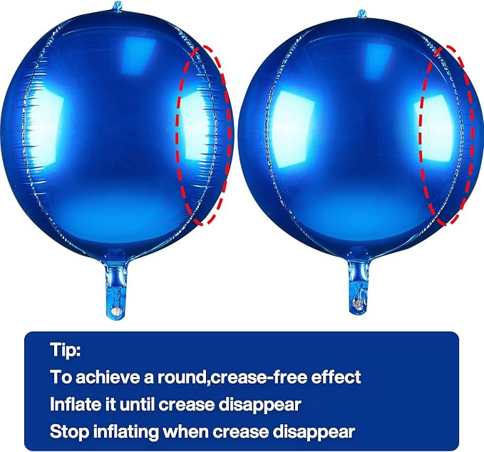 PartyWoo Royal Blue Large Round Giant 4D Jumbo Foil Balloons 6pcs 22 Inch | 22 - Image 4